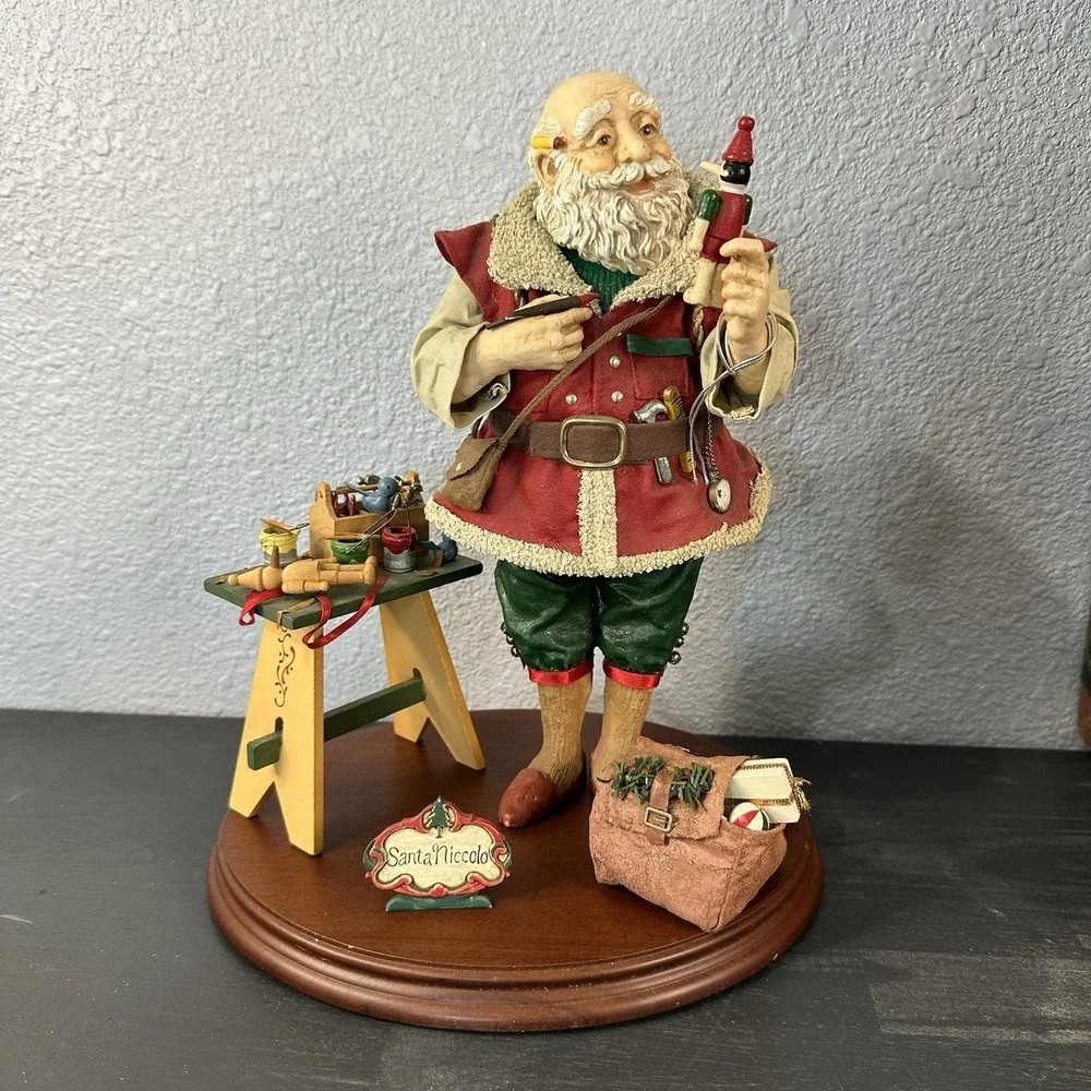 Rare Heritage Santa Collection Fabric Mache‎ Italian Niccolo Santa 5 Pc Set VTG